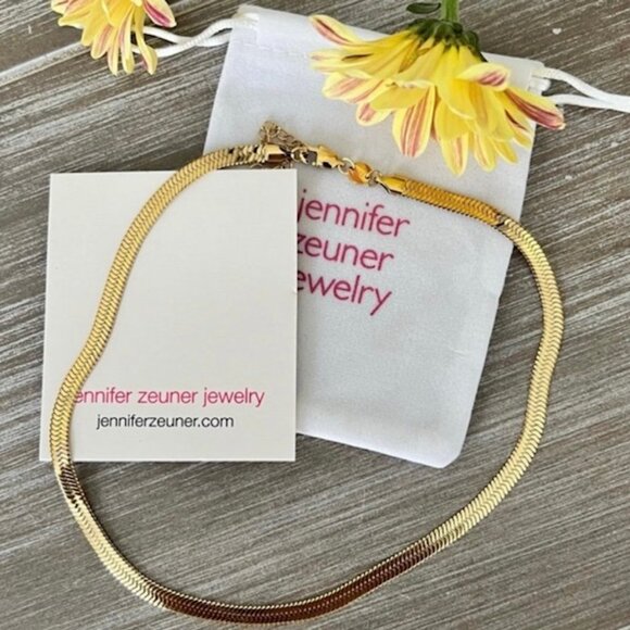 Jennifer Zeuner 14K Yellow Gold Plated Herringbone Hamilton Necklace - Picture 1 of 6